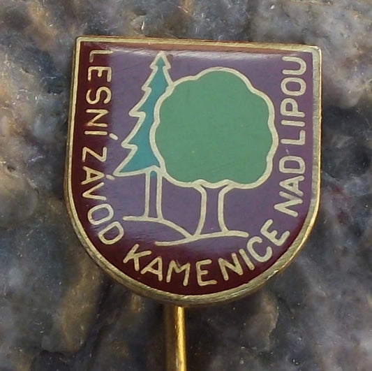 Vintage Czechoslovakia State Forestry LZ Kamenice Lipou Forest Pin Badge