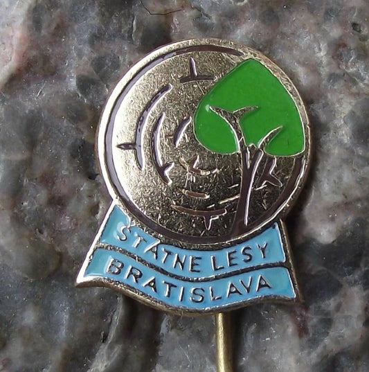 Vintage Czechoslovakia State Forestry LZ Bratislava Trees Forest Pin Badge