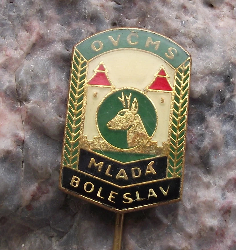 Vintage Mlada Boleslav CMS Czech Hunting Association Deer Stag Hunters Pin Badge