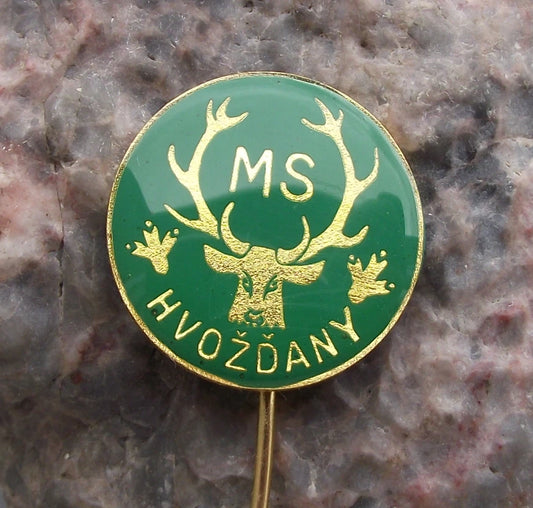 Vintage Hvozdany CMS Czech Hunting Association Deer Stag Hunters Pin Badge