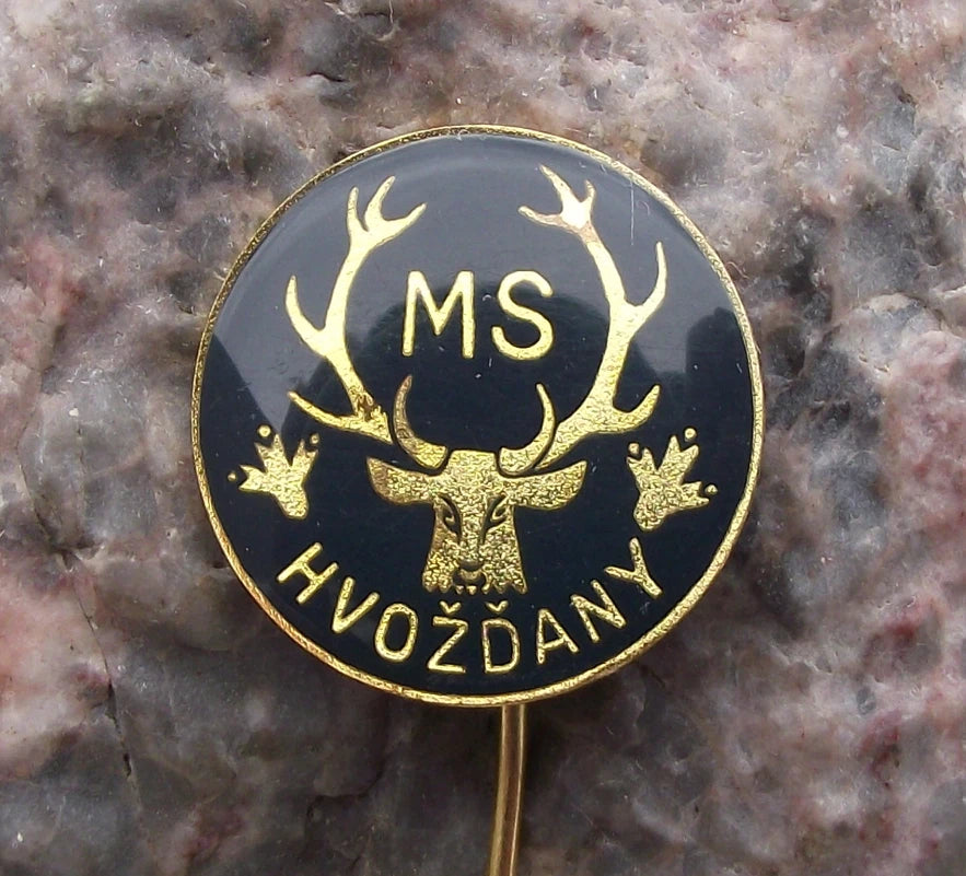 Vintage Hvozdany CMS Czech Hunting Association Deer Stag Hunters Pin Badge