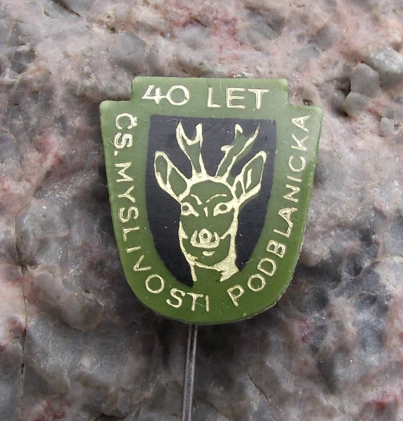 1963 Podblanicka CMS Czech Hunting Association Hunter Deer Stag Pin Badge