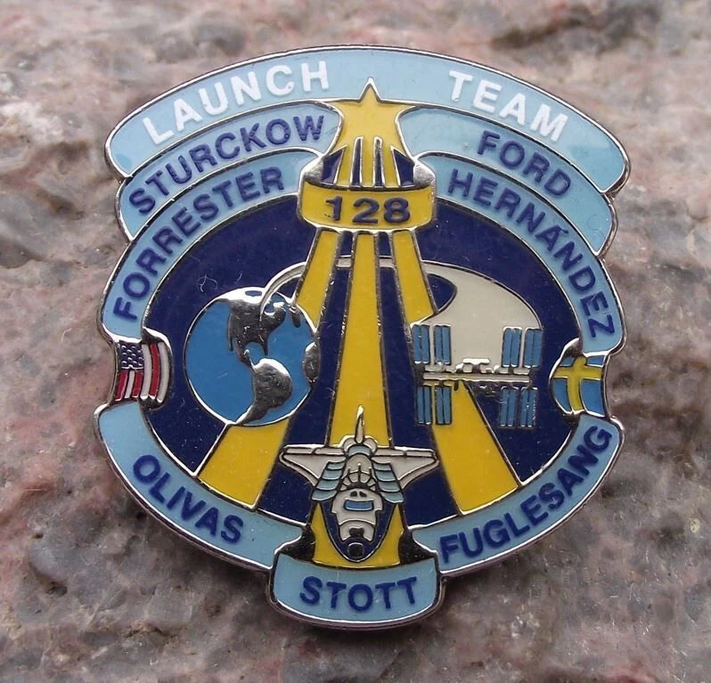 Ultra Rare NASA Launch Team Number 219 Space Shuttle STS 128 Mission Pin Badge