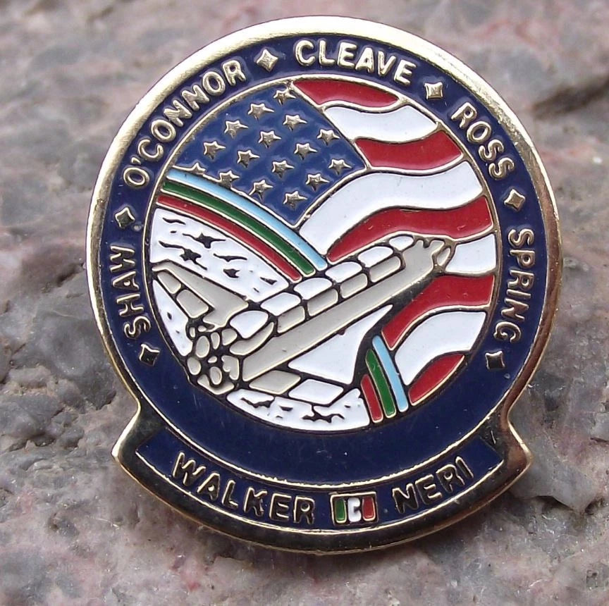 NASA Space Shuttle STS 61-B Atlantis Satellite Launch Mission Tie Pin Badge