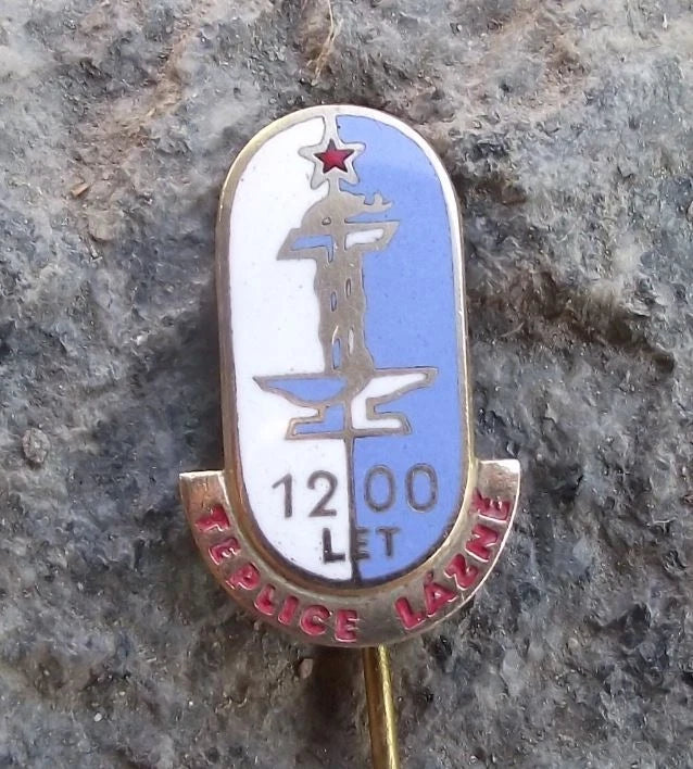 1962 Teplice City Czech Sudetenland Spa Town Rod of Asclepius Pin Badge