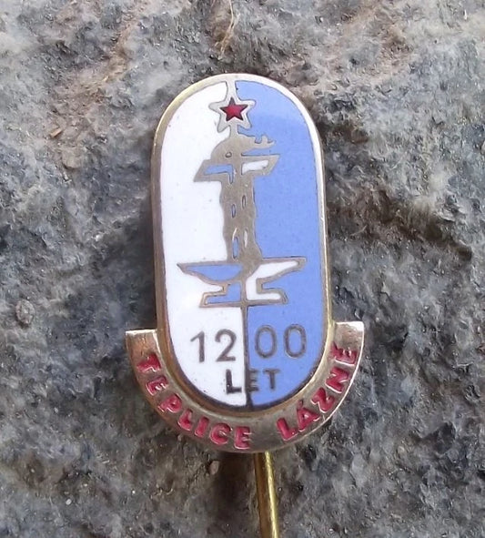 1962 Teplice City Czech Sudetenland Spa Town Rod of Asclepius Pin Badge