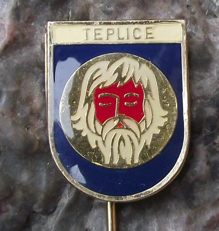 Vintage Teplice Famous Czech Spa Natural Spring Town Heraldic Crest Pin Badge