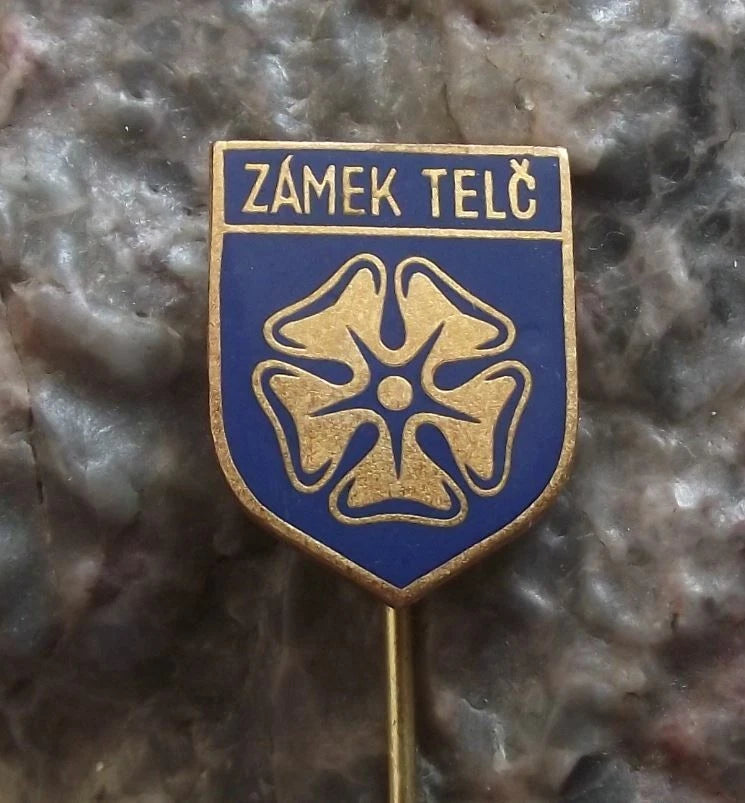 Vintage Telc UNESCO Heritage Site Palace Moravia Rose Emblem Pin Badge