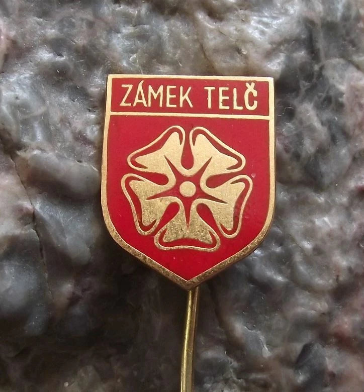 Vintage Telc UNESCO Heritage Site Palace Moravia Rose Emblem Pin Badge