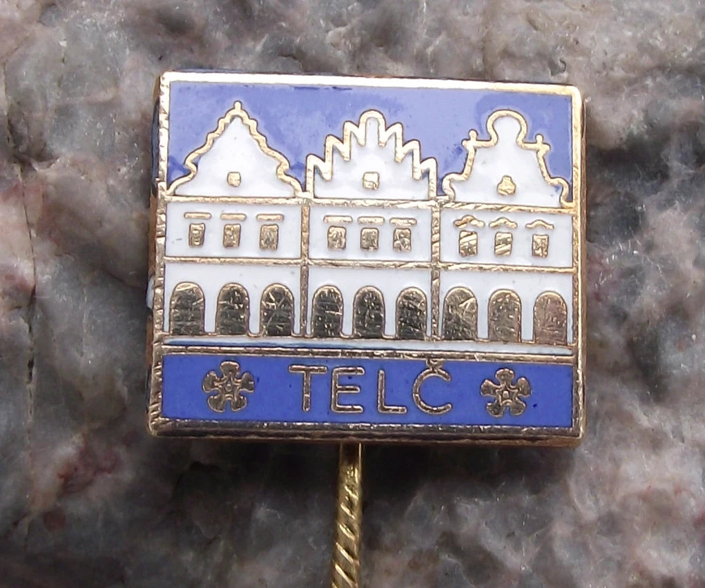 Vintage Telc UNESCO Heritage Site Baroque Buildings Town Square Pin Badge