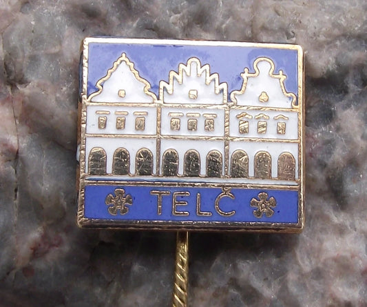 Vintage Telc UNESCO Heritage Site Baroque Buildings Town Square Pin Badge