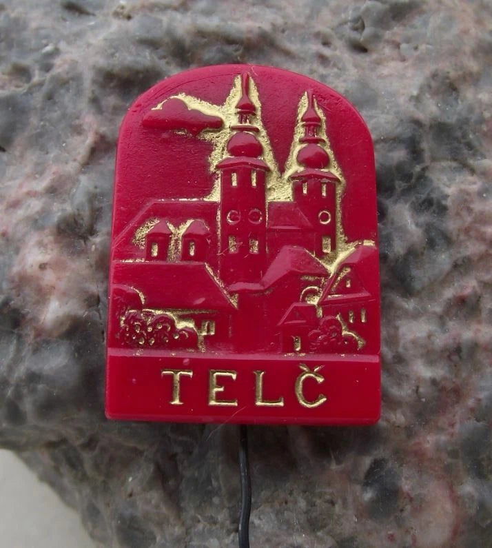 Vintage Telc Teltsch UNESCO Heritage Site Moravia Czech Tourist Pin Badge