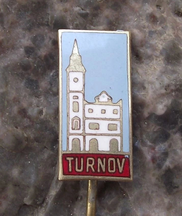 Vintage Turnov Czech Gemstone Working Renaissance Town Hall Pin Badge