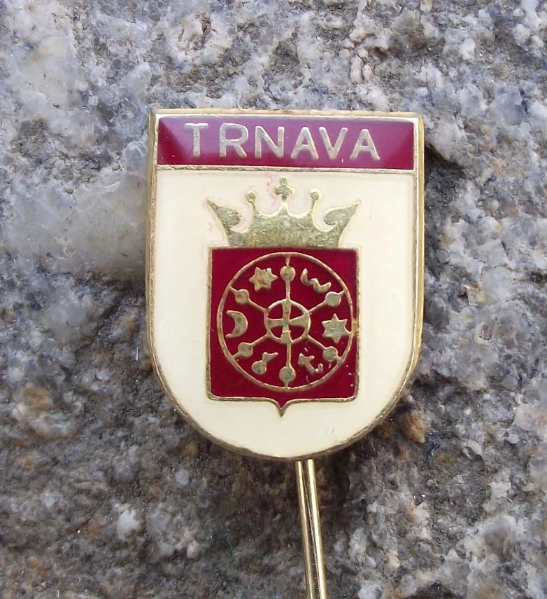 Vintage Trnava Czech City Animated Astronomical Clock Pin Badge