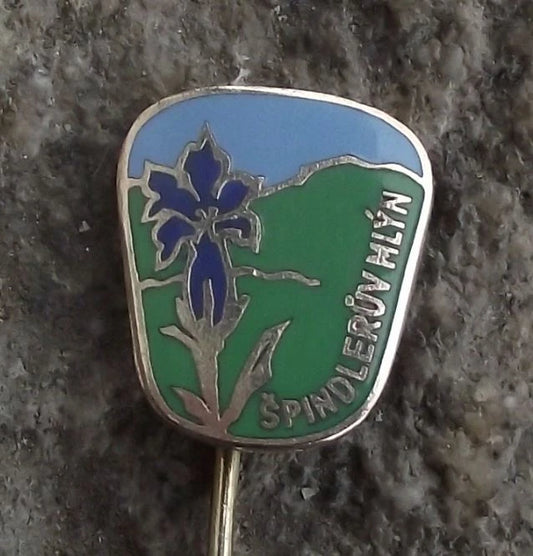Vintage Špindlerův Mlýn Spindlermuhle Krkonose Mountain Nature Resort Pin Badge