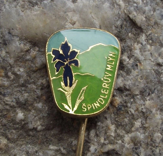 Vintage Špindlerův Mlýn Spindlermuhle Krkonose Mountain Nature Resort Pin Badge