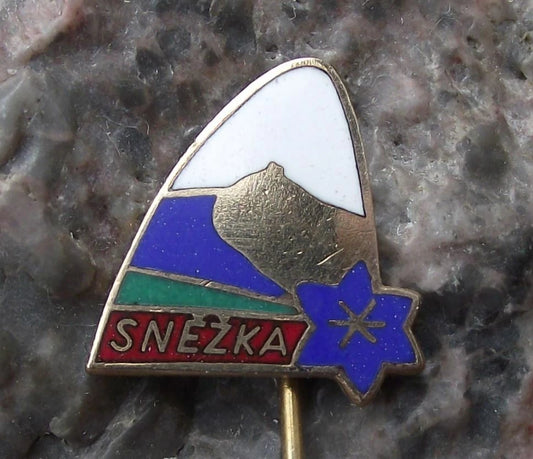 Vintage Sněžka National Park Czech Highest Mountain Peak Krkonose Range Pin Badge