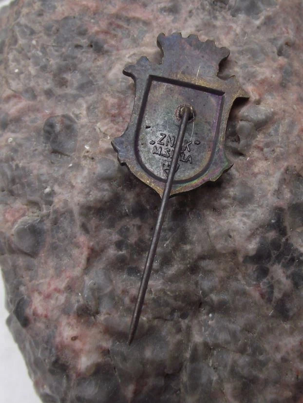Vintage Prague Smichov Smíchov District Praha 5 Heraldic Crest Pin Badge