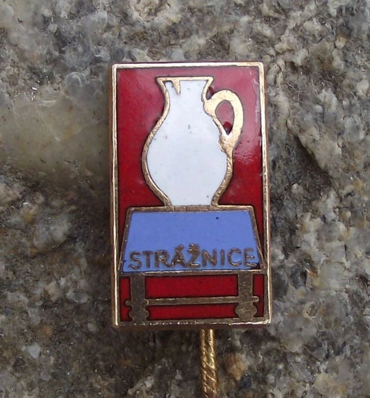 Vintage Strážnice Neolithic Linear Pottery Culture Cracked Jug Czech Town Pin Badge