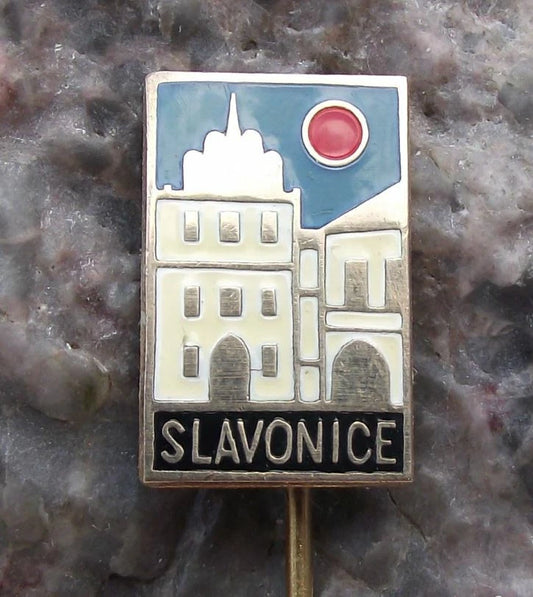 Vintage Slavonice Historic Baroque Town Square Czechoslovakia Pin Badge