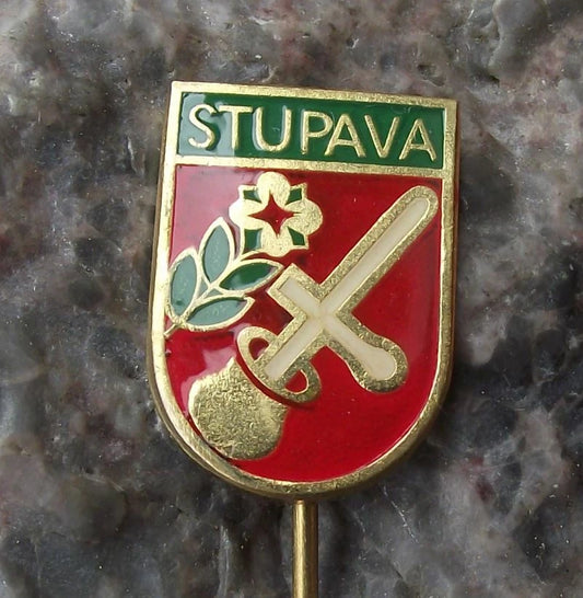 Vintage Stupava Slovakia Coat of Arms Heraldic Crest Pin Badge