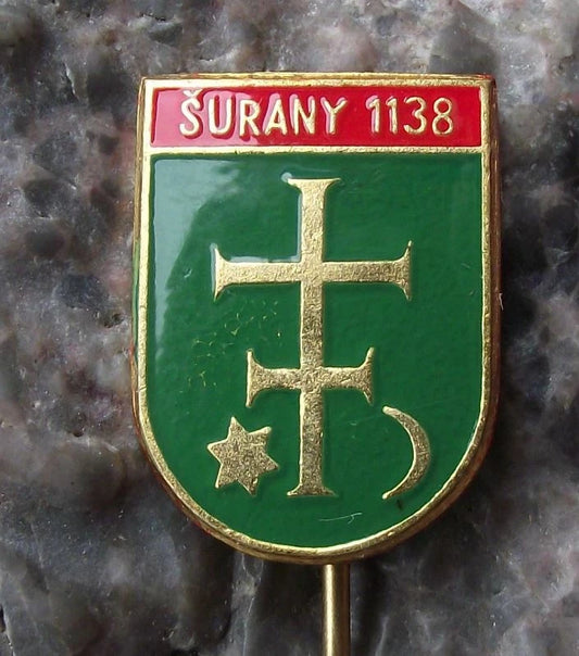 Vintage Surany Šurany Slovakia 1138 Coat of Arms Heraldic Crest Pin Badge