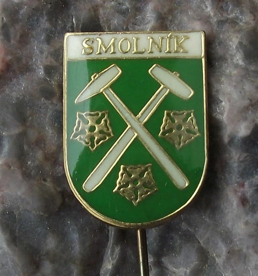 Vintage Smolnik Smolník Slovakia Heraldic Crest Coat of Arms Souvenir Pin Badge