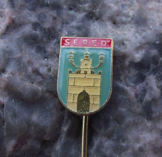 Vintage Sereď Czechoslovakia City Coat of Arms Heraldic Crest Pin Badge