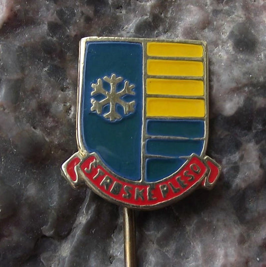 Vintage Štrbské Pleso Czech Heraldic Coat of Arms Tatra Mountains Pin Badge