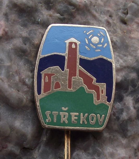 Vintage Střekov Schreckenstein Castle River Elbe Goethe Wagner Pin Badge