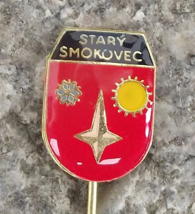 Vintage Starý Smokovec Slovakia Tatra Mountains Sun Snowflake Crest Pin Badge