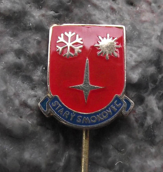 Vintage Starý Smokovec Slovakia Tatra Mountains Ski Resort Pin Badge