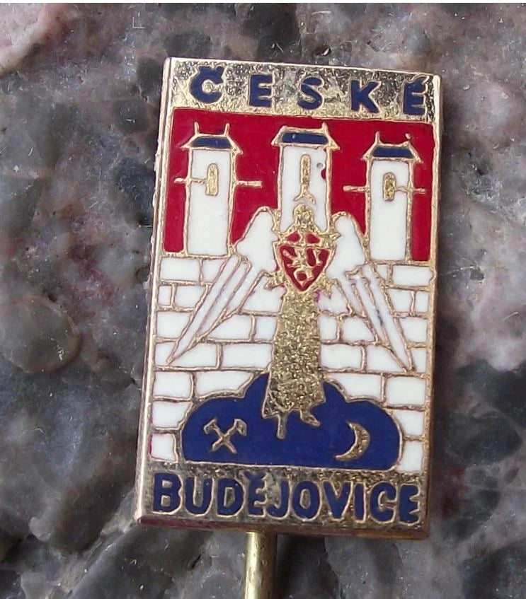 Vintage Ceske Budejovice Coat of Arms Czech City Heraldic Crest Pin Badge
