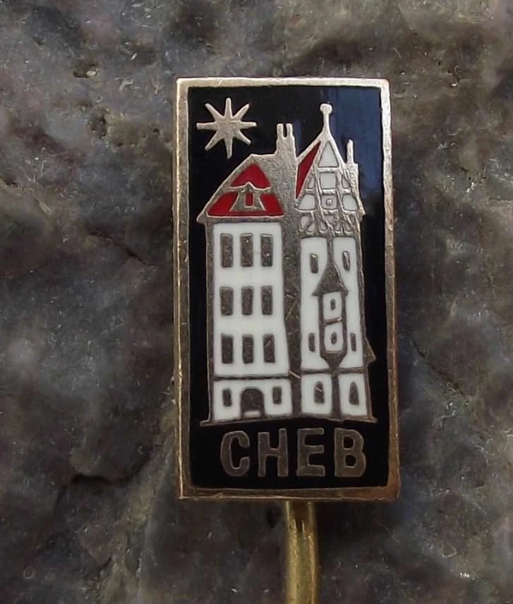 Vintage Small Cheb Eger Gothic Historic Buildings Town Centre Pin Badge