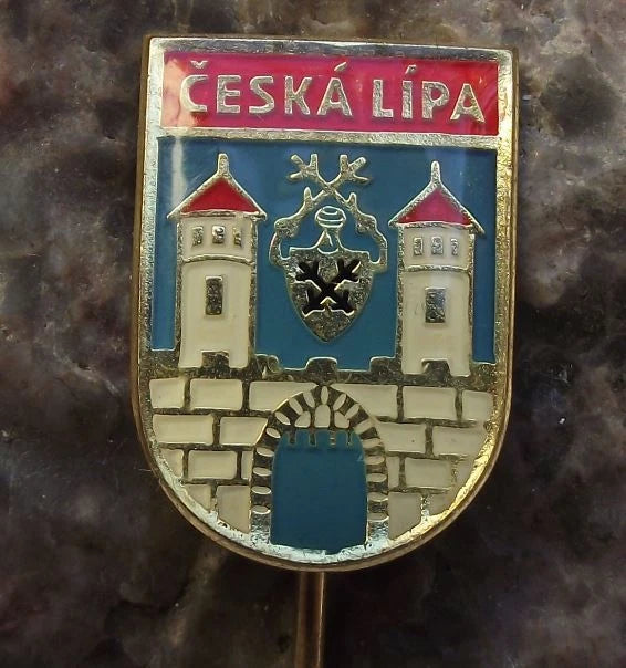 Vintage Česká Lípa Coat of Arms Official Heraldic Crest Pin Badge
