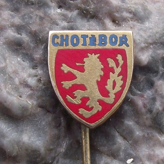 Vintage Chotěboř Heraldic Crest Official Coat of Arms Rampant Lion Pin Badge