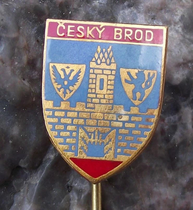 Vintage Český Brod Czech Town Coat of Arms Heraldic Crest Shield Pin Badge