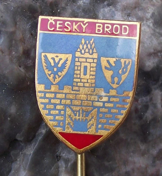 Vintage Český Brod Czech Town Coat of Arms Heraldic Crest Shield Pin Badge
