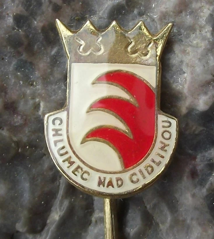 Vintage Chlumec nad Cidlinou Palace Official Coat of Arms Czechoslovakia Pin Badge