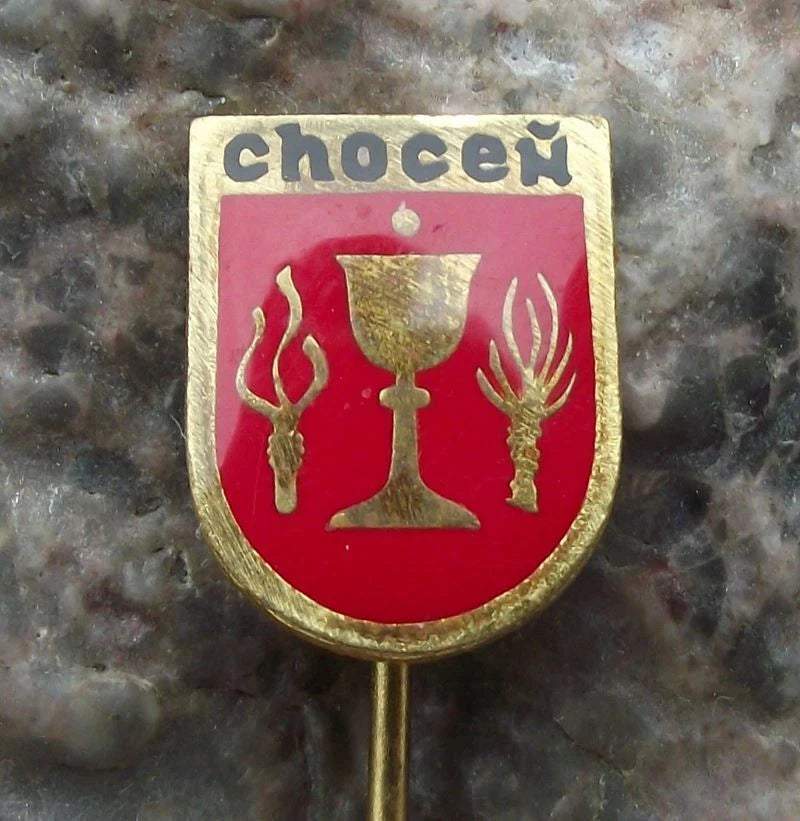 Vintage Choceň Czech Town Coat of Arms Holy Grail Pin Badge