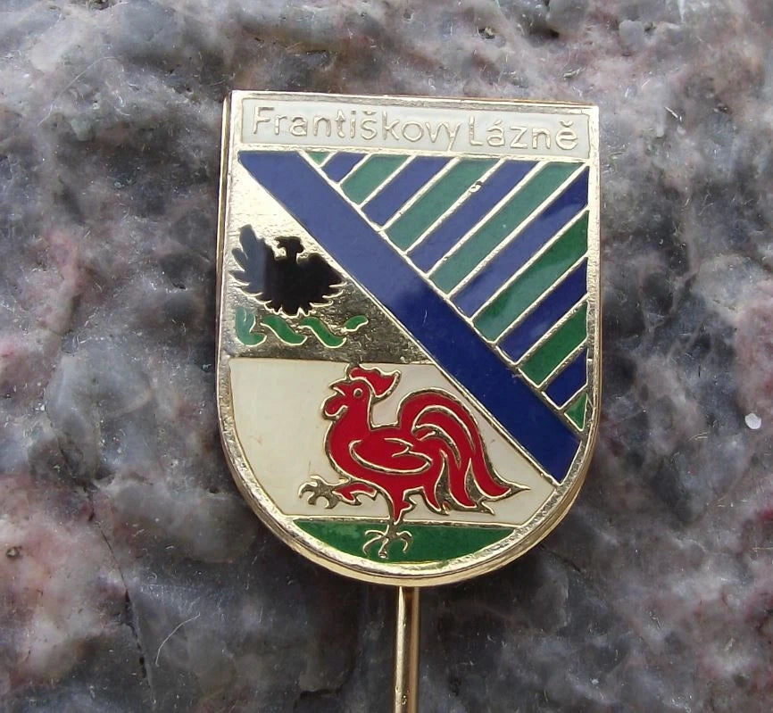 Vintage Františkovy Lázně Natural Spring Coat of Arms Heraldic Crest Pin Badge
