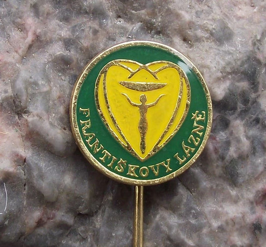 Vintage Františkovy Lázně Natural Spring Water Spa Resort Heart Health Pin Badge