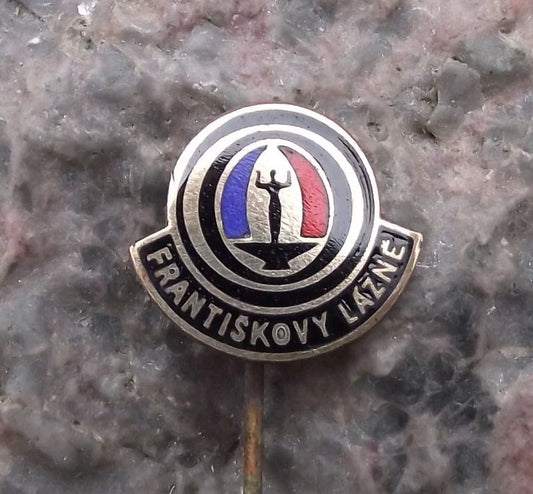 Vintage Františkovy Lázně Natural Spring Spa Resort Protective Shield Pin Badge