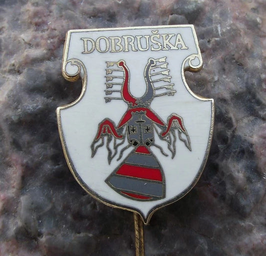 Vintage Dobruška Official Coat of Arms Heraldic Shield Pin Badge