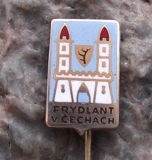 Vintage Frýdlant Czech Heraldic Crest Official Coat of Arms Pin Badge