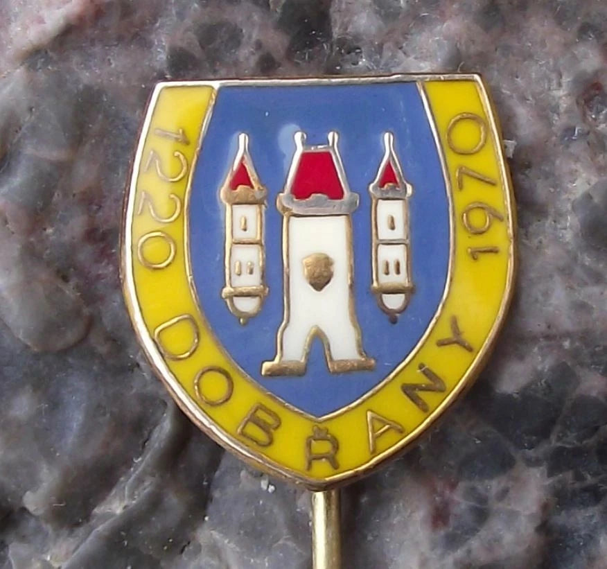 1970 Dobřany Czech Coat of Arms 750th Anniversary Heraldic Crest Pin Badge