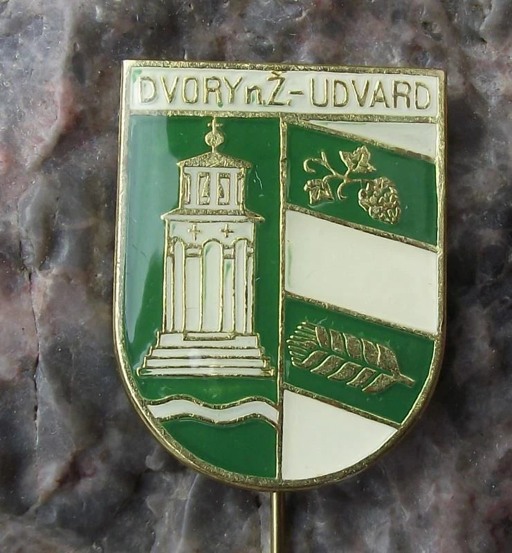 Vintage Dvory nad Žitavou Heraldic Crest Coat of Arms Pin Badge