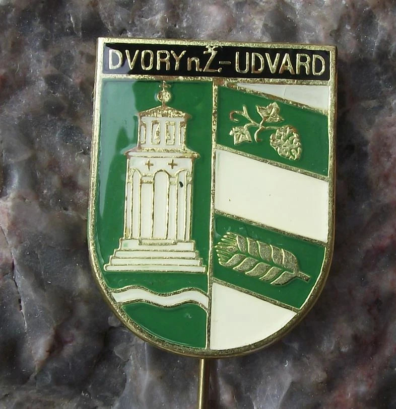 Vintage Dvory nad Žitavou Heraldic Crest Coat of Arms Pin Badge