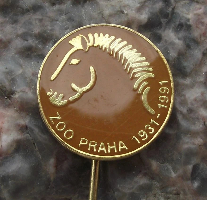 1991 Prague Zoo 60th Anniversary Przewalski Mongolian Wild Horse Pin Badge