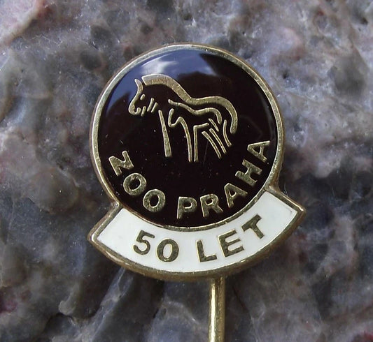 1981 Prague Zoo Czech Przewalski Mongolian Wild Horse 50th Anniversary Pin Badge